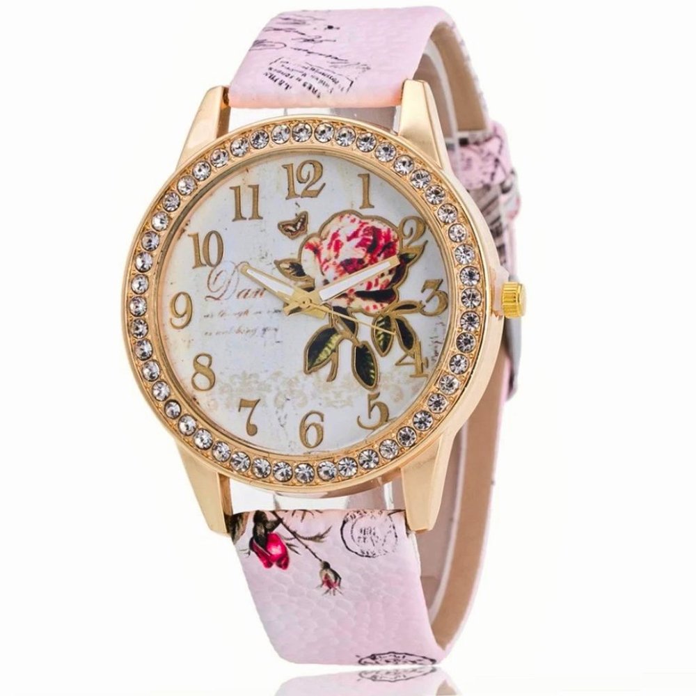 Pretty In Pink Sparkly Rose Watch NWT